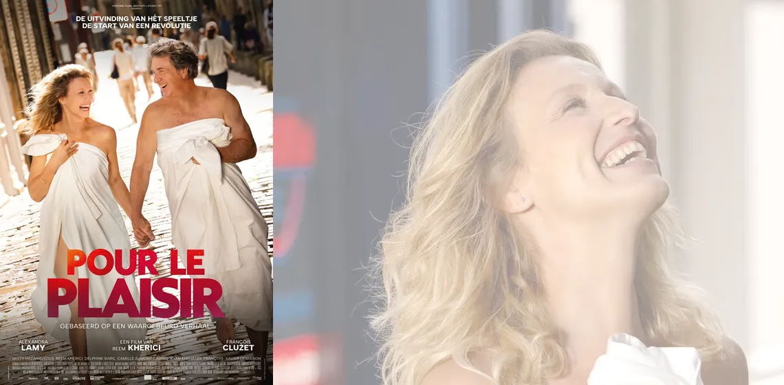 Official movie poster and promotional scene from POUR LE PLAISIR.